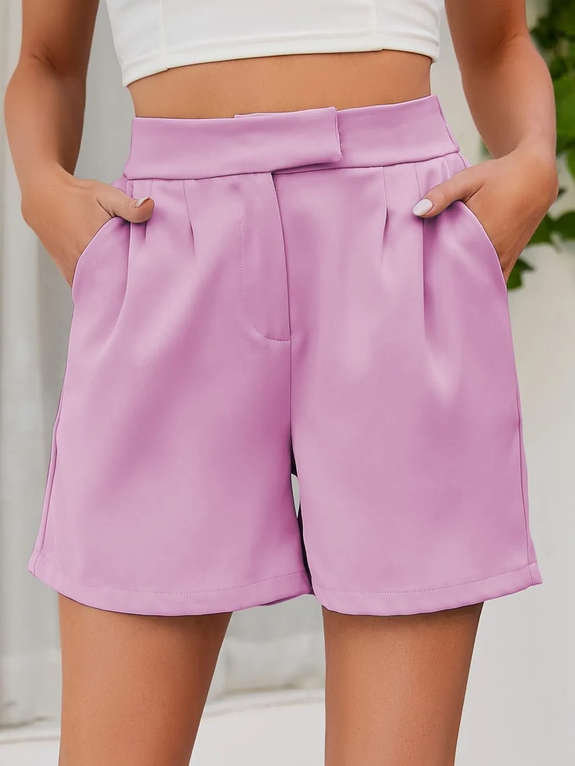 Famulily Womens Summer Cute Shorts Casual Side Pockets High Waist Shorts with Back Elastic Waist