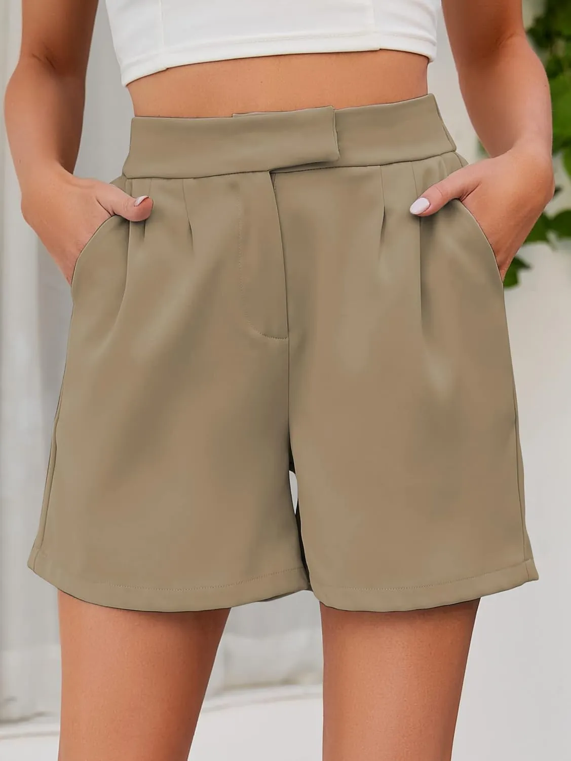 Famulily Womens Summer Cute Shorts Casual Side Pockets High Waist Shorts with Back Elastic Waist