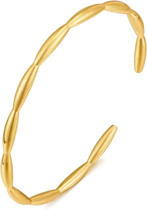 FAUTHENTITUE Dainty Gold Cuff Bracelet for Women Twisted Bangle Adjustable Boho Open Cuff Bracelet Fashion Jewelry