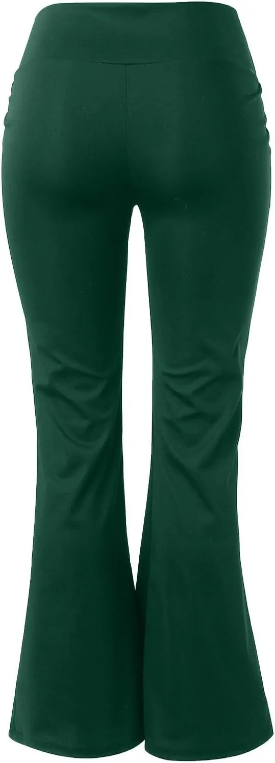Flared Leggings for Women Trendy High Waist Tummy Control Yoga Pants Casual Comfy Gym Workout Trousers with Pockets