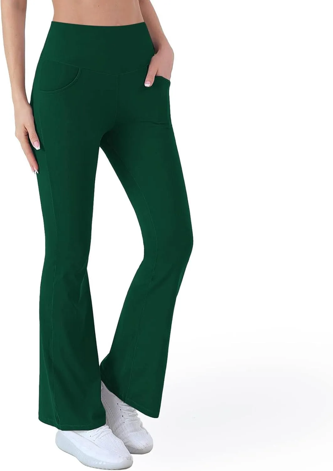 Flared Leggings for Women Trendy High Waist Tummy Control Yoga Pants Casual Comfy Gym Workout Trousers with Pockets