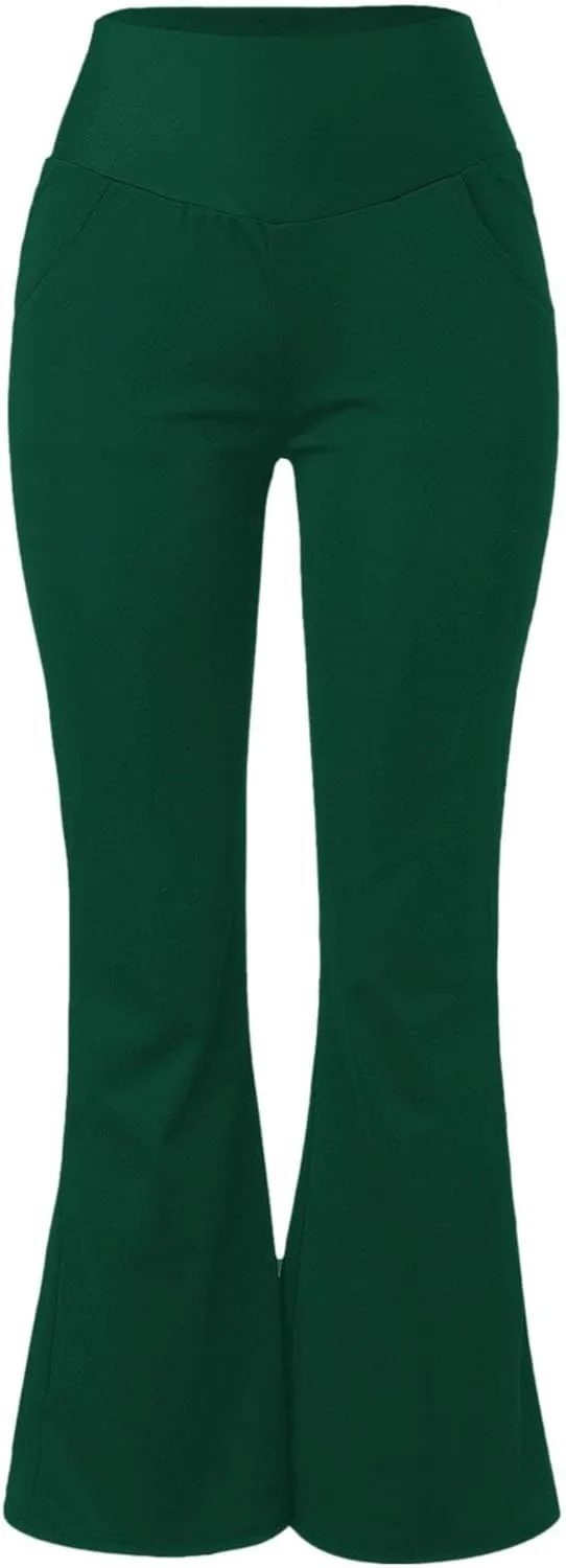 Flared Leggings for Women Trendy High Waist Tummy Control Yoga Pants Casual Comfy Gym Workout Trousers with Pockets