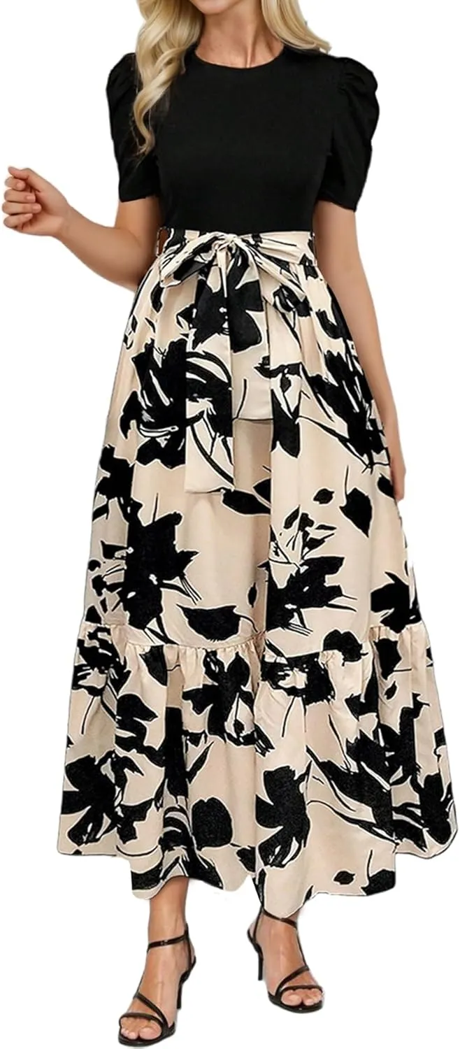 Floral Dress Long Maxi Dress - Women's Casual Flowy Summer Sundress, Beach Cover-Up & Vacation Outfit