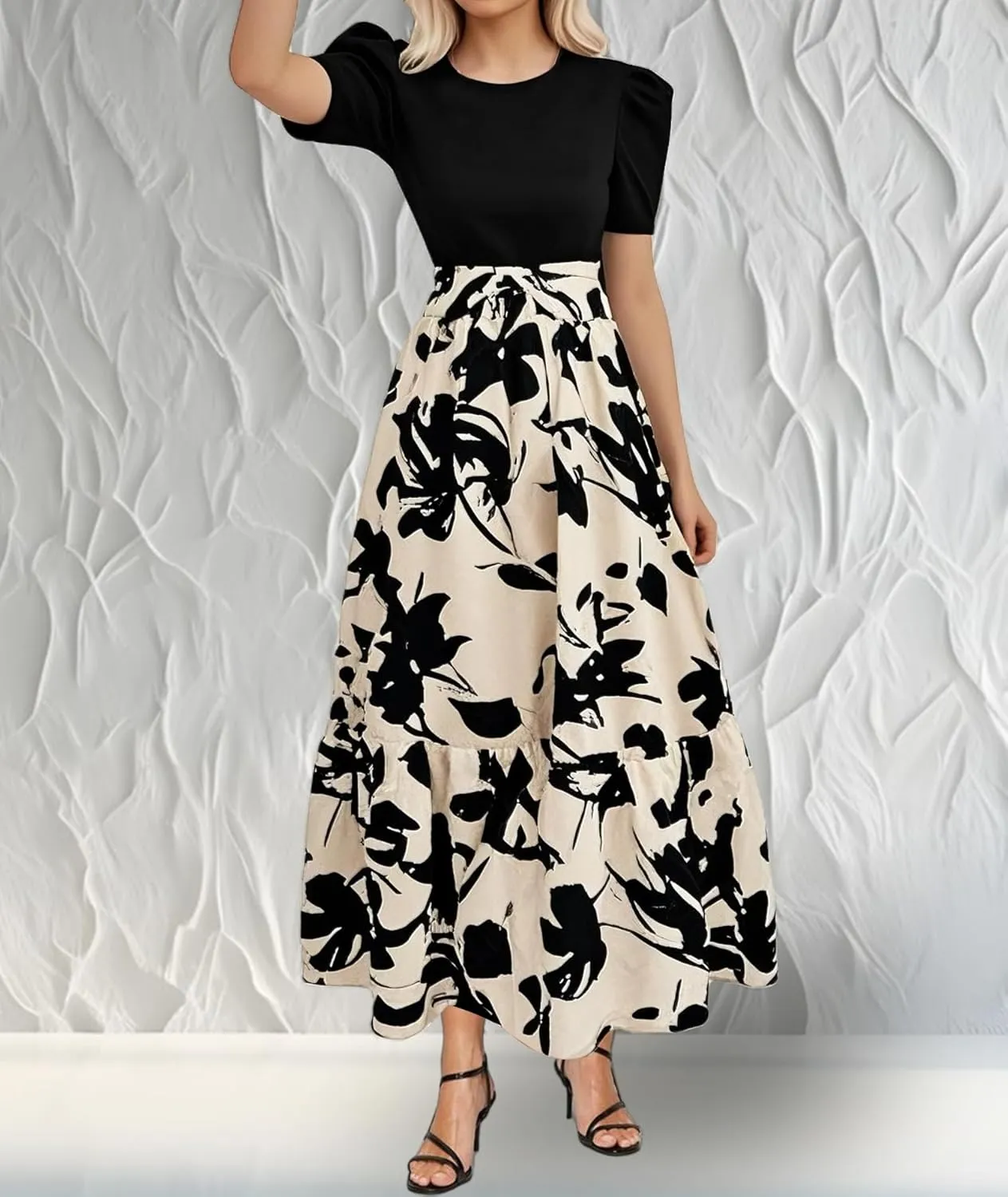 Floral Dress Long Maxi Dress - Women's Casual Flowy Summer Sundress, Beach Cover-Up & Vacation Outfit