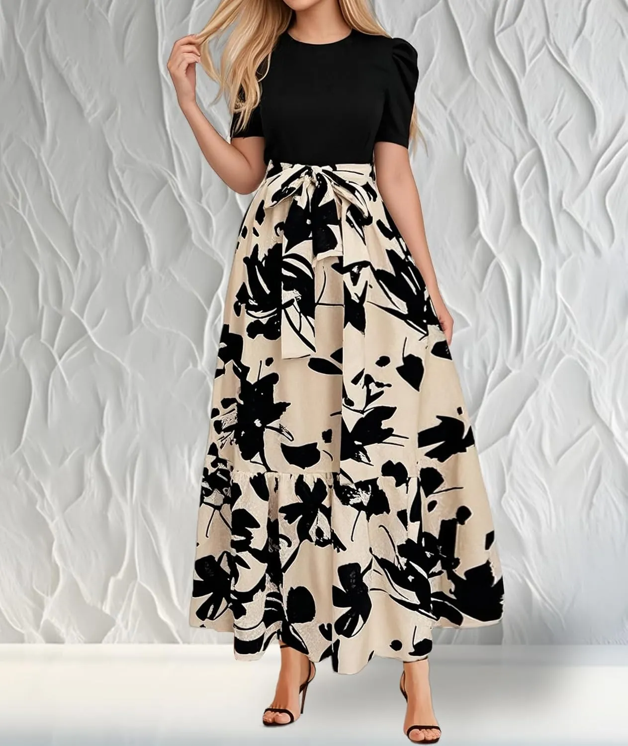 Floral Dress Long Maxi Dress - Women's Casual Flowy Summer Sundress, Beach Cover-Up & Vacation Outfit