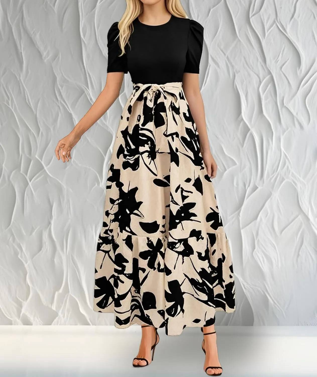 Floral Dress Long Maxi Dress - Women's Casual Flowy Summer Sundress, Beach Cover-Up & Vacation Outfit