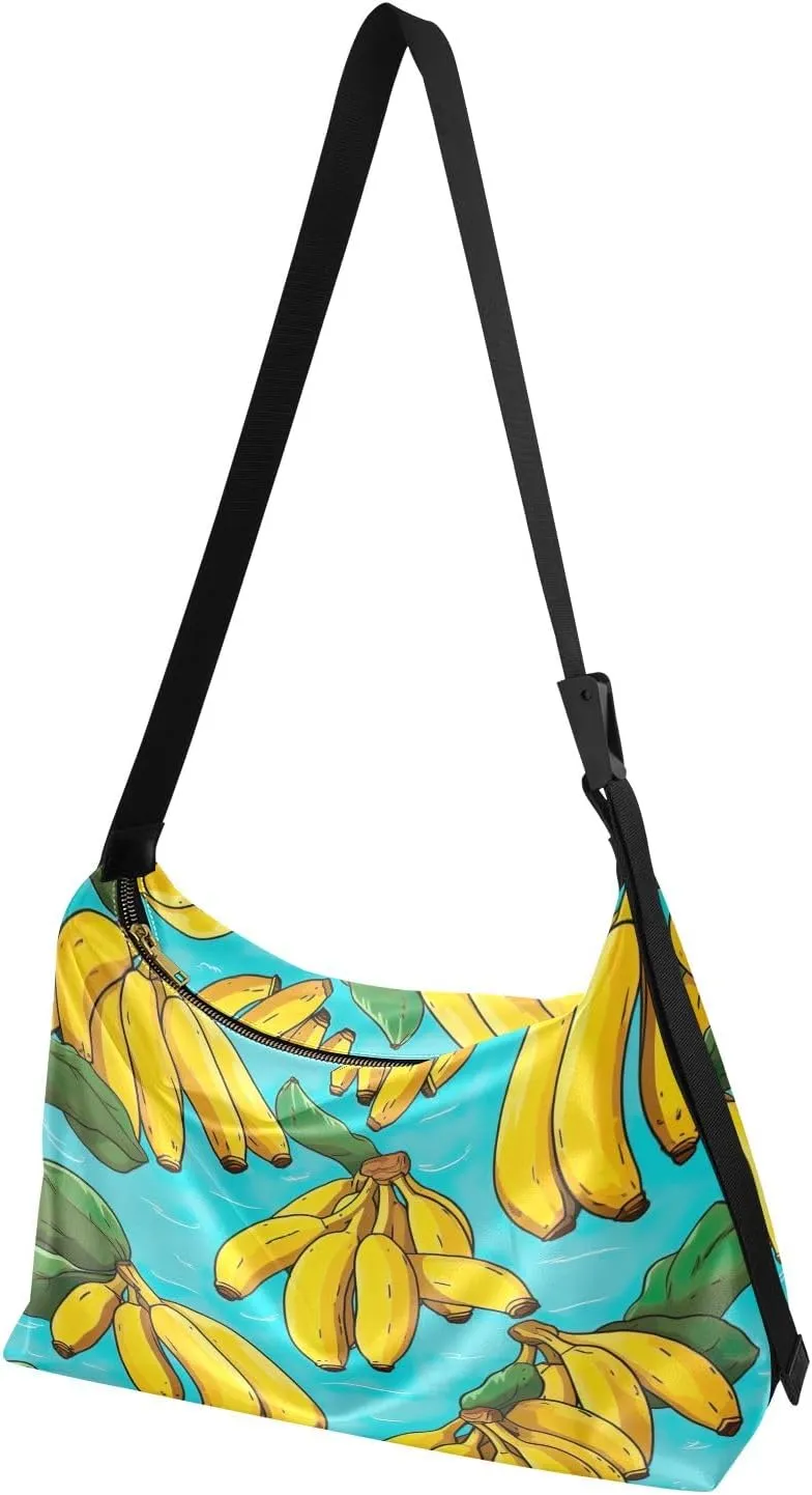Flower and Floral Watercolor Man Leather Bag, Large Crossbody Bag, Zipper Shoulder Bag
