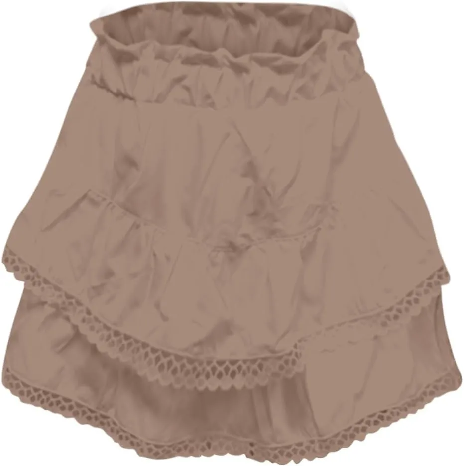 Flowy Shorts for Women Casual Boho Ruffle Tiered Solid Color Skorts High Waist Mini Skirts Golf Tennis Summer Skirt