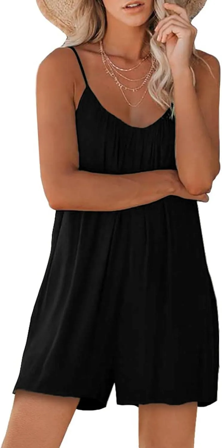 FZVYD Womens Summer Dresses Sleeveless Mini Dress U Neck Spaghetti Strap Sundress Athletic Basic Short Dress with Pockets