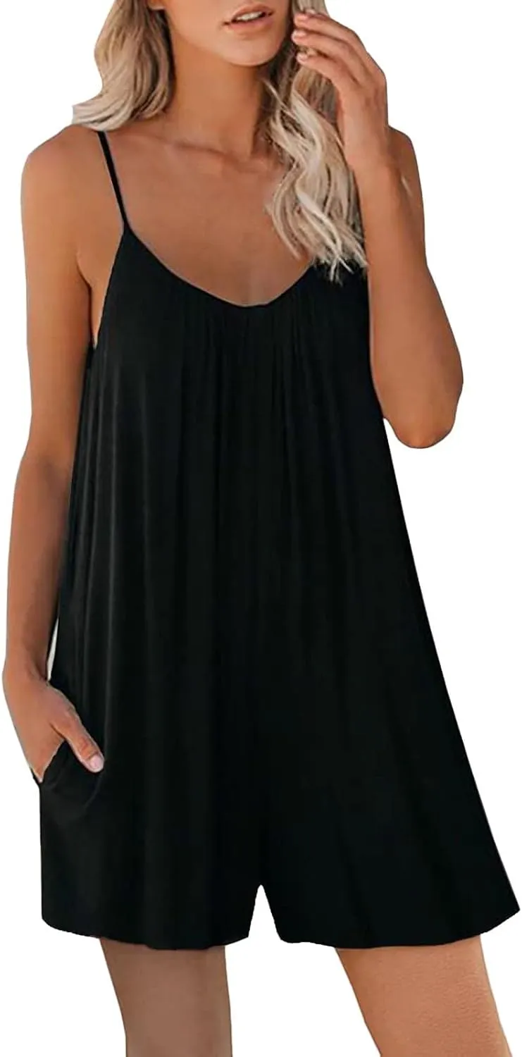 FZVYD Womens Summer Dresses Sleeveless Mini Dress U Neck Spaghetti Strap Sundress Athletic Basic Short Dress with Pockets