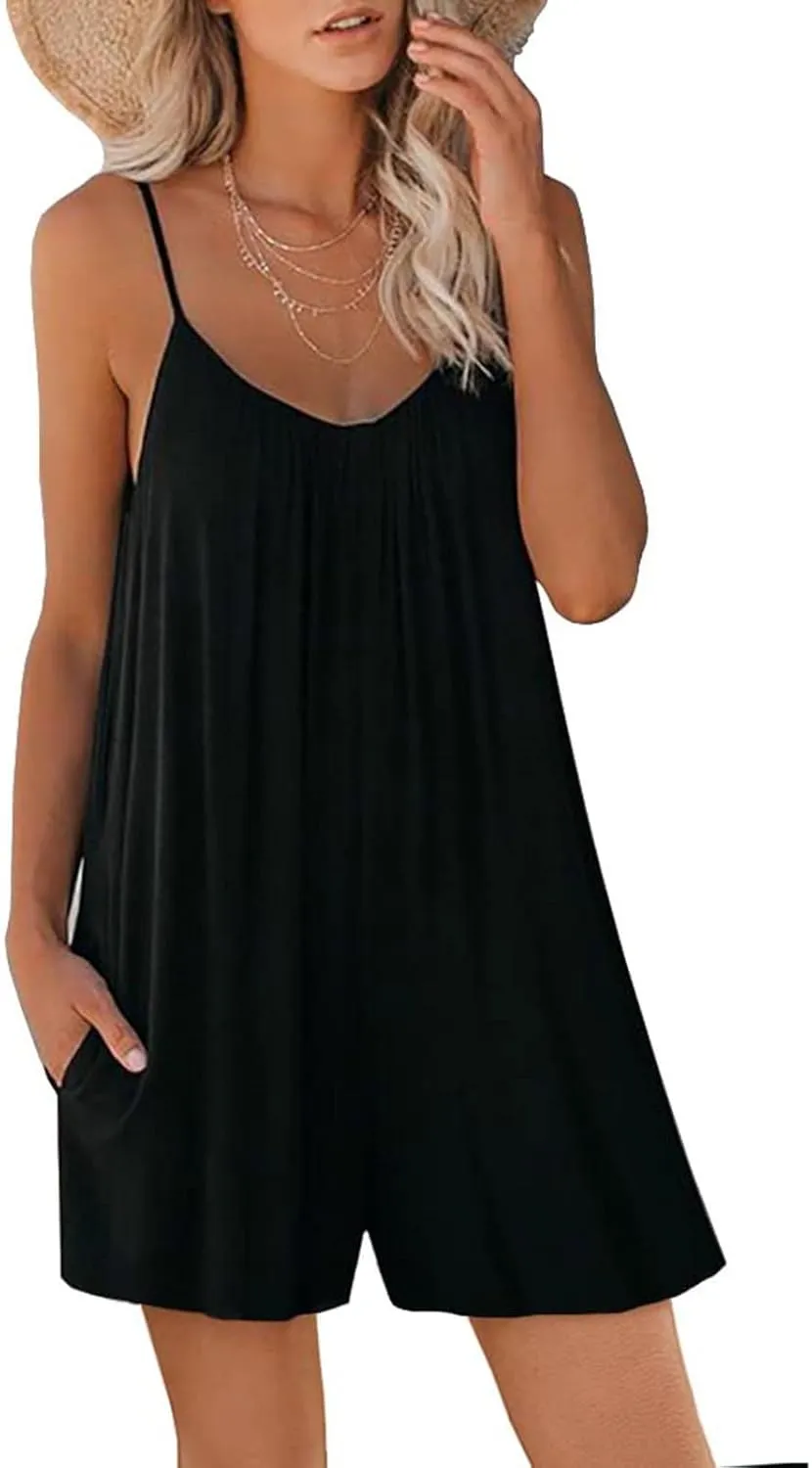 FZVYD Womens Summer Dresses Sleeveless Mini Dress U Neck Spaghetti Strap Sundress Athletic Basic Short Dress with Pockets