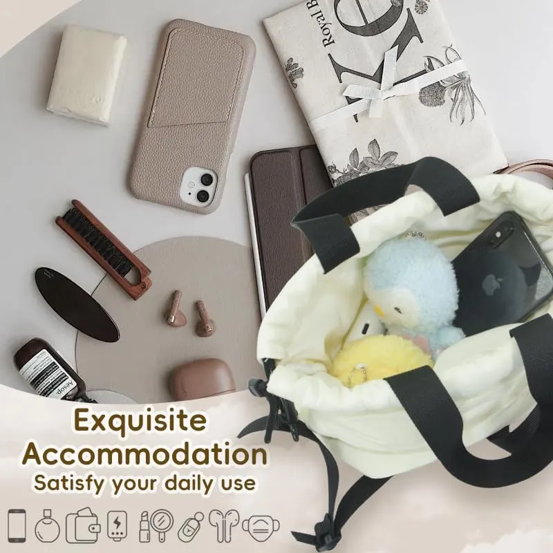 Geerlagly mini handbag, drawstring crossbody bag nylon quiltedwomen's large capacity bucket,daily travel,shopping