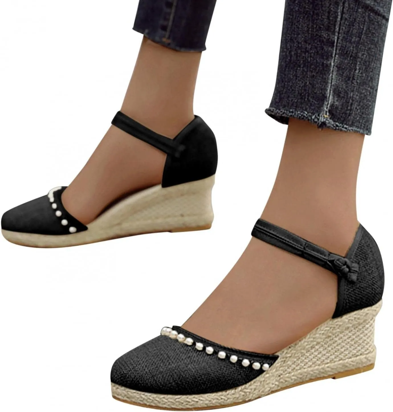 Gibobby Espadrille Wedge,Womens Wedges Sandals Espadrilles Platform Closed Toe Ankle Strap Slingback Summer Casual Sandals