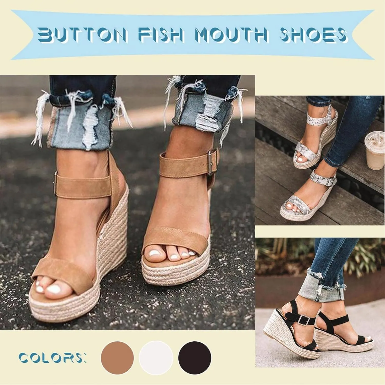 Gibobby Gladiator Sandals for Women,Open Toe Slip On Platform Sandals Espadrilles Zipper Wedges Shallow Beach Shoes