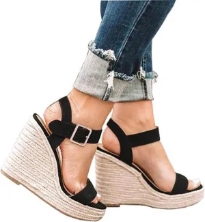 Gibobby Gladiator Sandals for Women,Open Toe Slip On Platform Sandals Espadrilles Zipper Wedges Shallow Beach Shoes