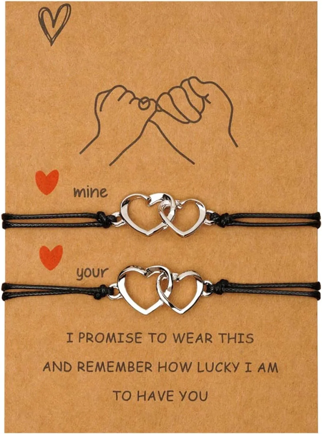 Girls' Charm- Bangle Bracelets Card Bracelet Creative Personality Size Love Wax Wire Woven Adjustable Friendship Couple Bracelet Mutual Attractive Relationship Matching Link Chain Armband For Women