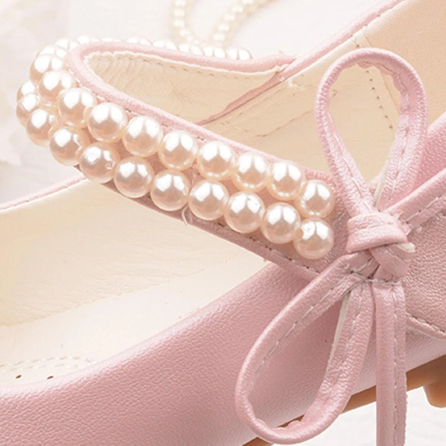 Girls Dress Shoes Toddler Flower Kid Dress Shoes Baby Girl Ballet Flats Pearl Strap for Wedding Party