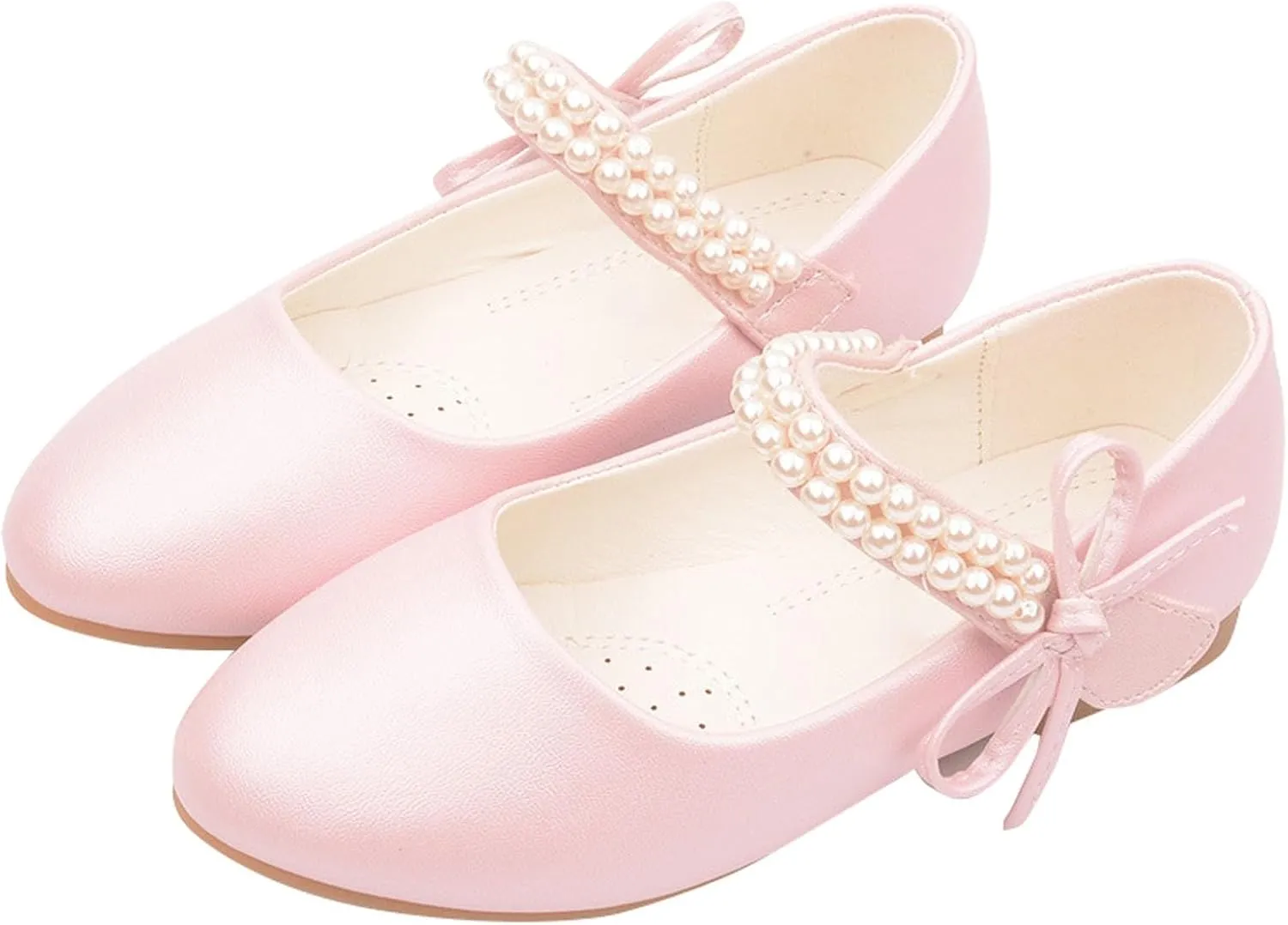 Girls Dress Shoes Toddler Flower Kid Dress Shoes Baby Girl Ballet Flats Pearl Strap for Wedding Party