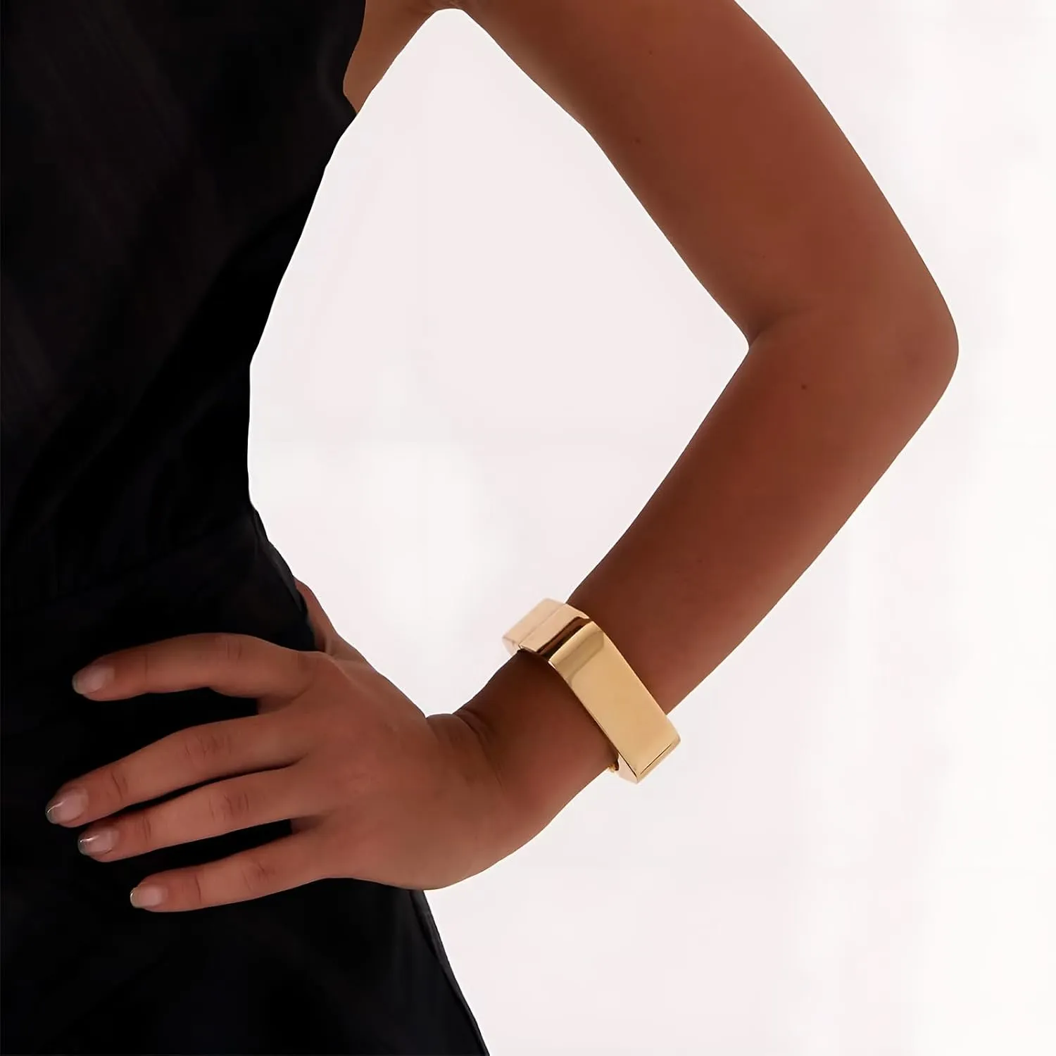 Gold Chunky Bangle Bracelets for Women Simple Twisted Textured Cuff Bangle Wide Square Bangle Bracelet Minimalist Bracelet