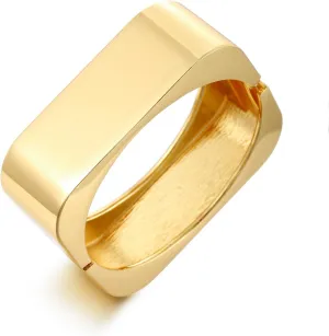 Gold Chunky Bangle Bracelets for Women Simple Twisted Textured Cuff Bangle Wide Square Bangle Bracelet Minimalist Bracelet