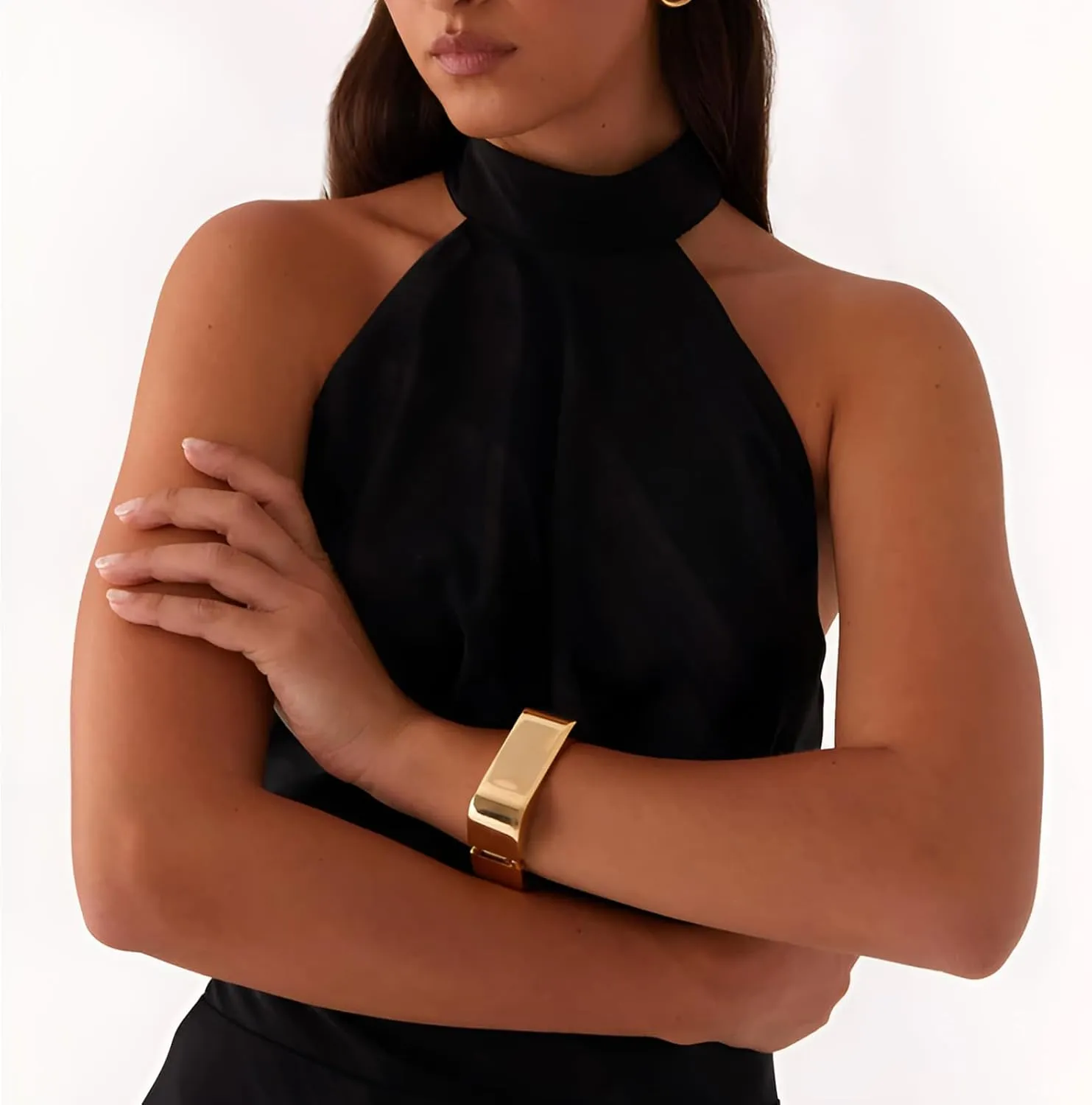 Gold Chunky Bangle Bracelets for Women Simple Twisted Textured Cuff Bangle Wide Square Bangle Bracelet Minimalist Bracelet