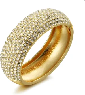 Gold Chunky Bangles Bracelets for Women Pearl/Rhinestone Cuff Bracelets Wedding Prom Bangles Jewelry