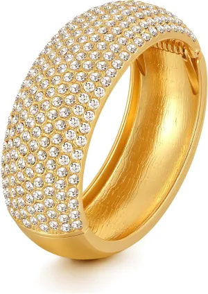 Gold Chunky Bangles Bracelets for Women Pearl/Rhinestone Cuff Bracelets Wedding Prom Bangles Jewelry