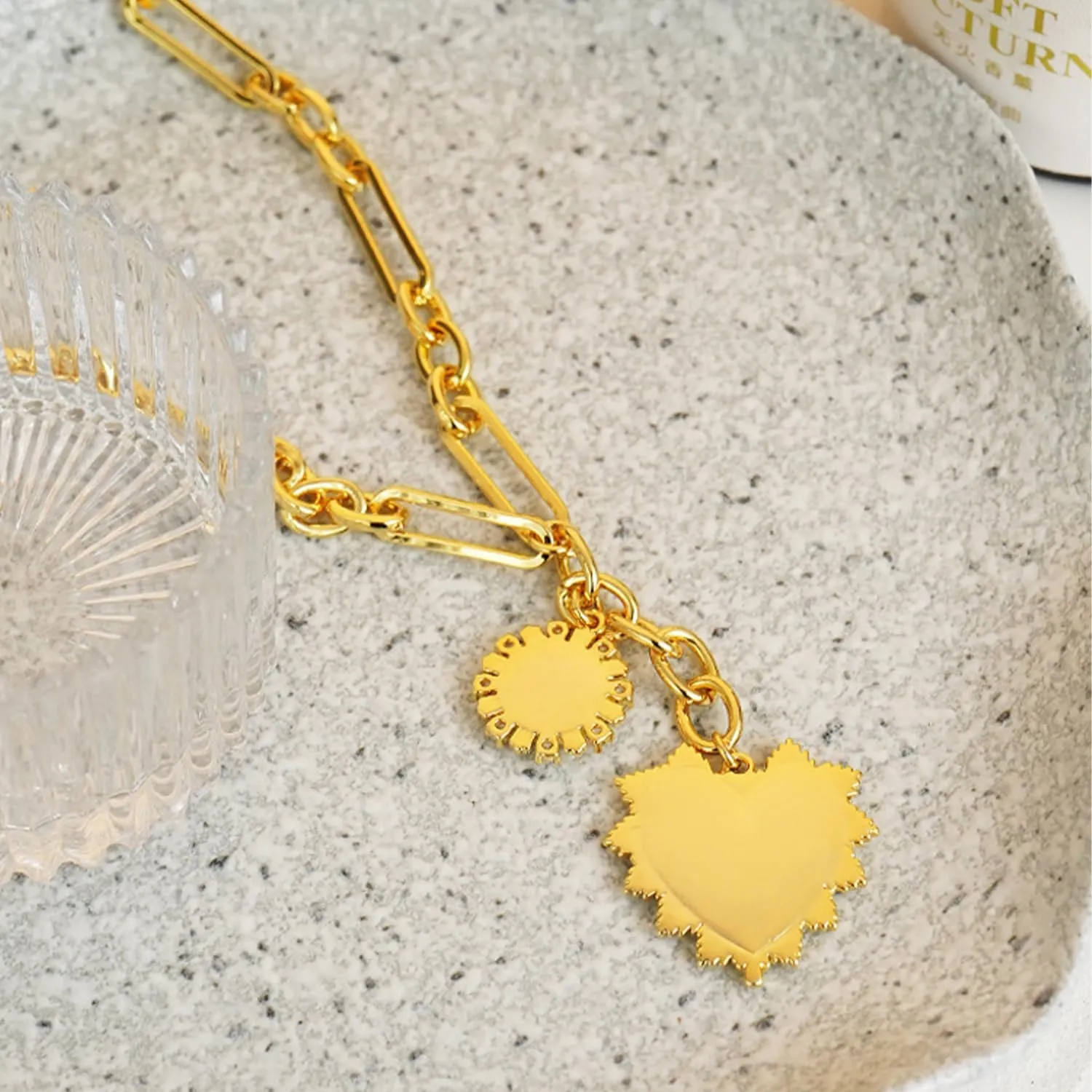 Gold Heart Pendant Love Necklaces Gold Coin Lockets Necklaces for Women Layered Necklaces for Women Trendy Puffy Heart Chain Necklace