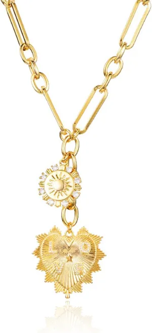 Gold Heart Pendant Love Necklaces Gold Coin Lockets Necklaces for Women Layered Necklaces for Women Trendy Puffy Heart Chain Necklace