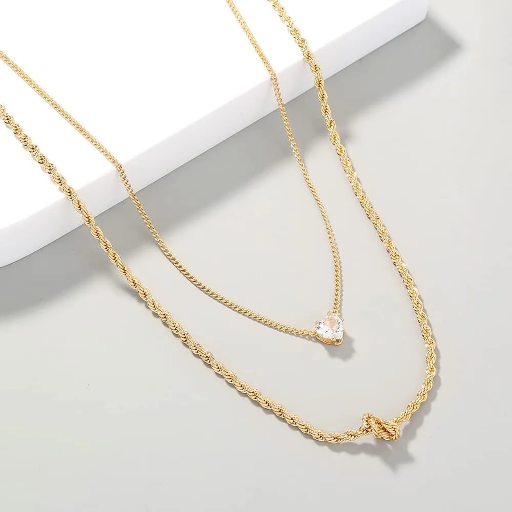 Gold Layered Necklaces, Simple Gold Layered Necklaces, Chunky Link Chain Choker Necklaces for Women, 80s 90s Necklace for Girls, Trendy Heart Coin Snake Pearl Lock Pendant Necklaces Jewelry Everyday Jewelry