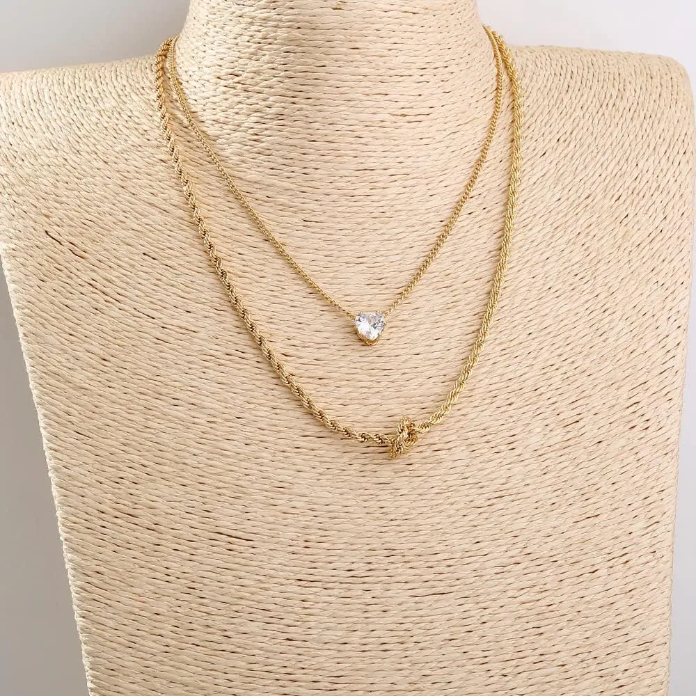 Gold Layered Necklaces, Simple Gold Layered Necklaces, Chunky Link Chain Choker Necklaces for Women, 80s 90s Necklace for Girls, Trendy Heart Coin Snake Pearl Lock Pendant Necklaces Jewelry Everyday Jewelry