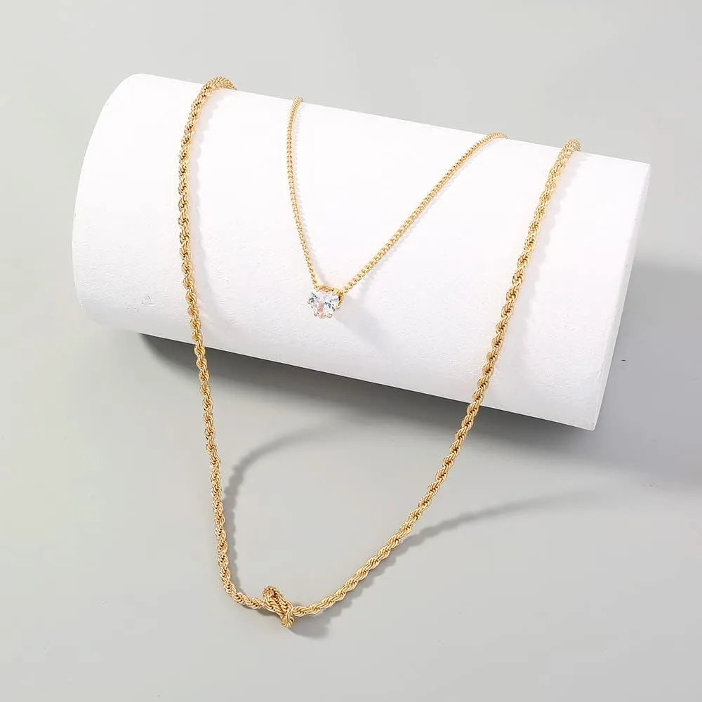 Gold Layered Necklaces, Simple Gold Layered Necklaces, Chunky Link Chain Choker Necklaces for Women, 80s 90s Necklace for Girls, Trendy Heart Coin Snake Pearl Lock Pendant Necklaces Jewelry Everyday Jewelry