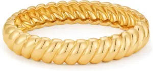 Gold Twisted Bangles For Women 14K Gold Plated Hinged Bracelets Chunky Statement Bangle
