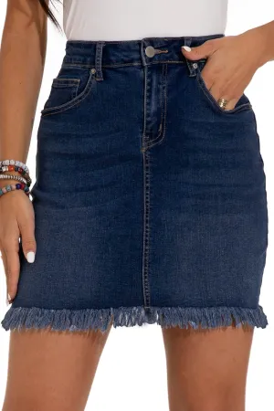 GUANYY Womens Denim Skirt Raw Hem Bodycon Stretch Casual High Waisted Jean Mini Skirt