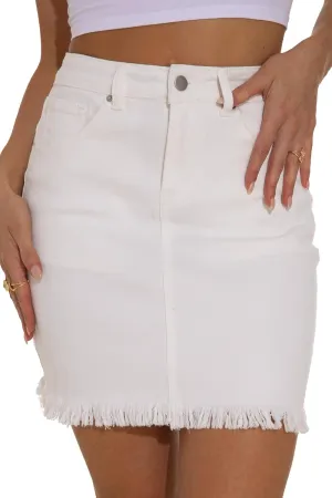 GUANYY Womens Denim Skirt Raw Hem Bodycon Stretch Casual High Waisted Jean Mini Skirt