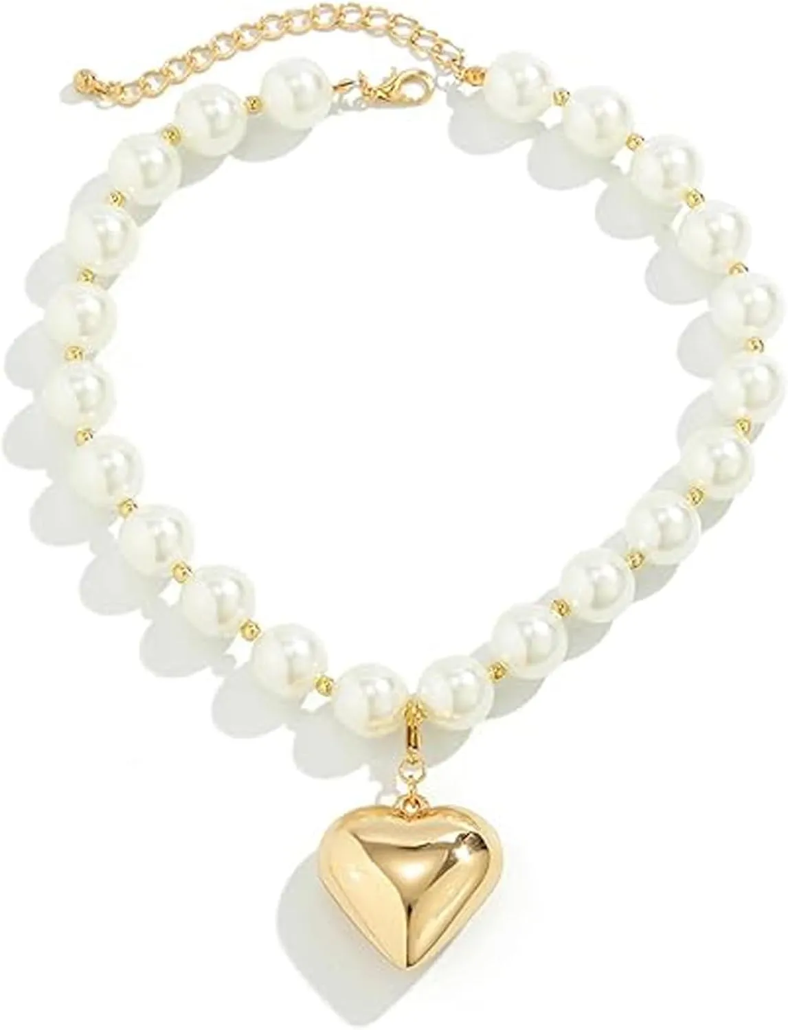 Heart Necklaces Chunky Puffy Heart Choker Necklace for Women Chunky Gold Necklace Chunky Necklaces to Woman Cute Necklaces for Women Jewelry