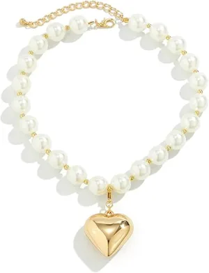 Heart Necklaces Chunky Puffy Heart Choker Necklace for Women Chunky Gold Necklace Chunky Necklaces to Woman Cute Necklaces for Women Jewelry
