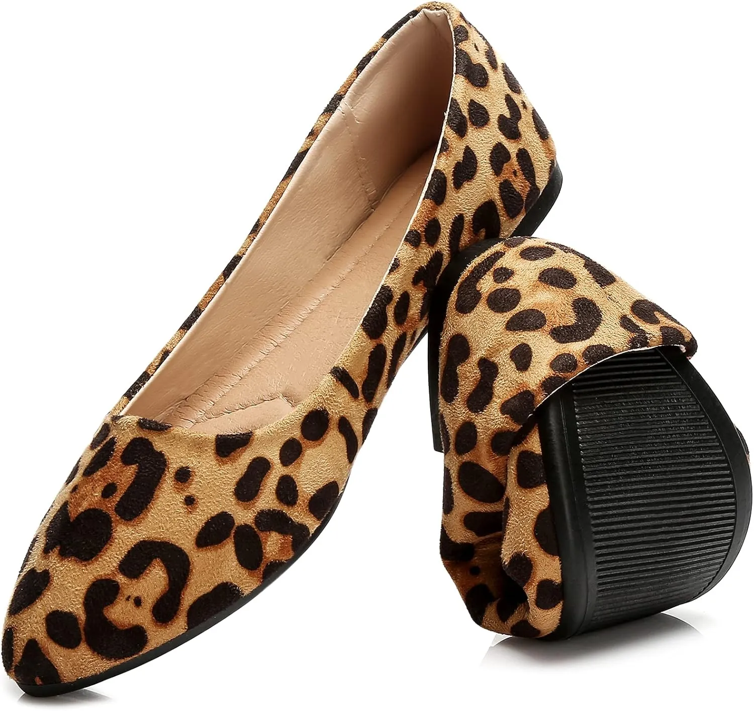 HEAWISH Women??s Black Flats Shoes Comfortable Suede Pointed Toe Slip On Casual Ballet Flats Dress Shoes Nude Flats