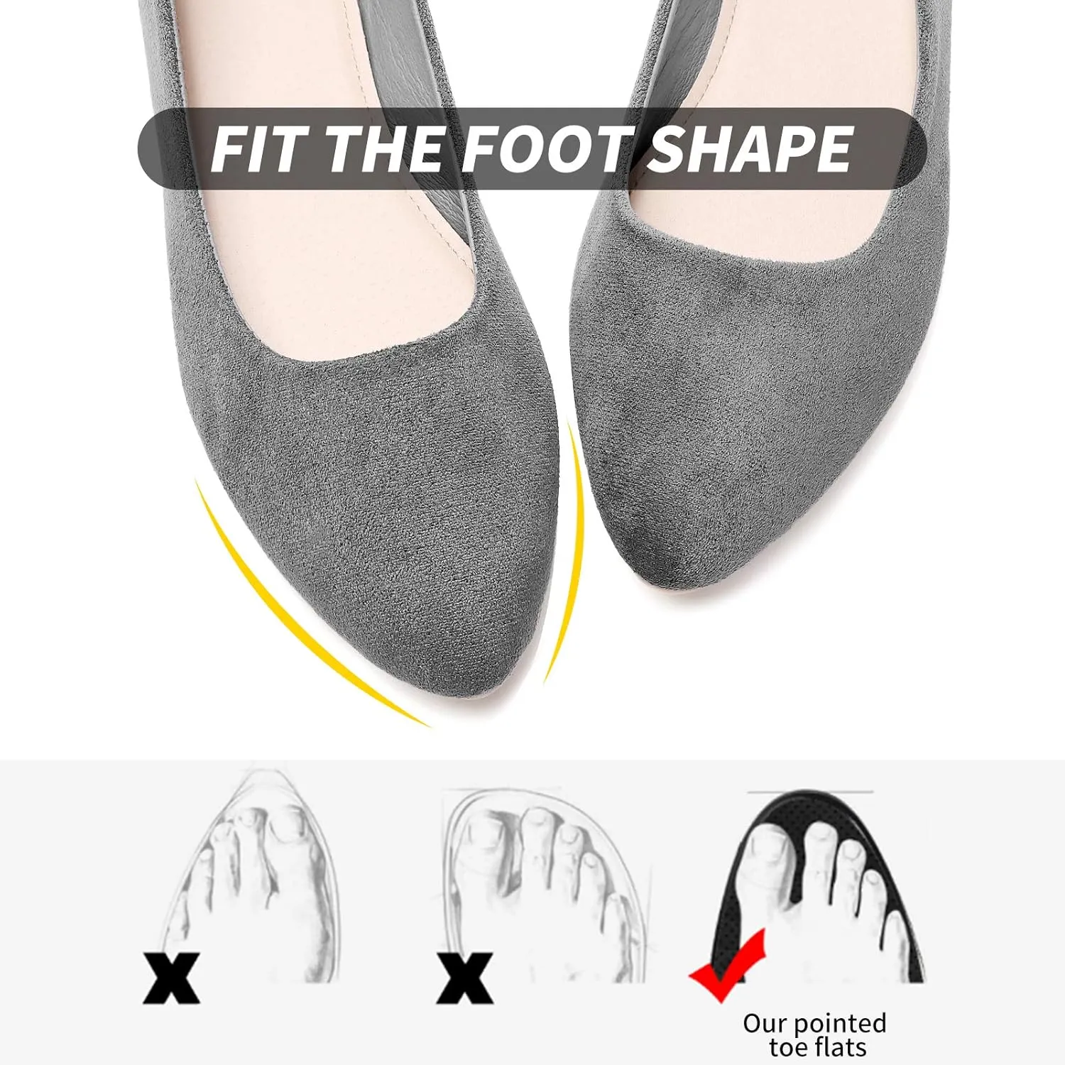 HEAWISH Women??s Black Flats Shoes Comfortable Suede Pointed Toe Slip On Casual Ballet Flats Dress Shoes Nude Flats