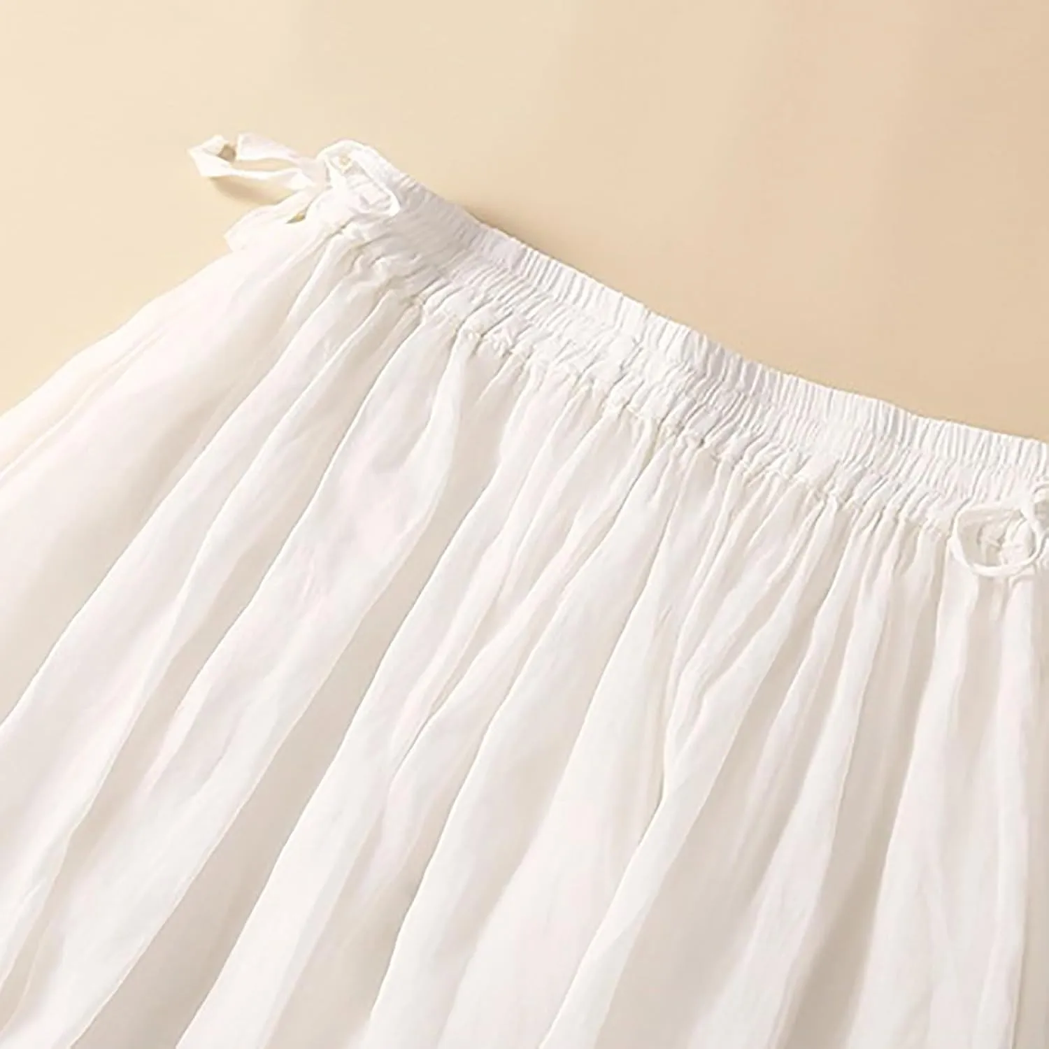 HGps8w Womens Cotton Linen Drawstring Maxi Skirt Lightweight Casual Summer Elastic High Waisted A-line Swing Skirts