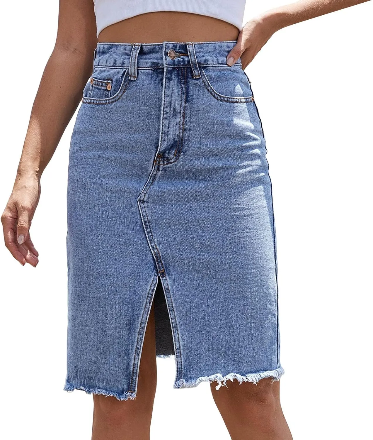 High Waisted Skirt Womens Denim Mini Skirt Casual Wrap Button Asymmetrical Hem Summer Jean Skirts Floral Maxi Skirt