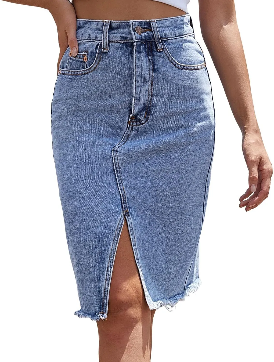 High Waisted Skirt Womens Denim Mini Skirt Casual Wrap Button Asymmetrical Hem Summer Jean Skirts Floral Maxi Skirt
