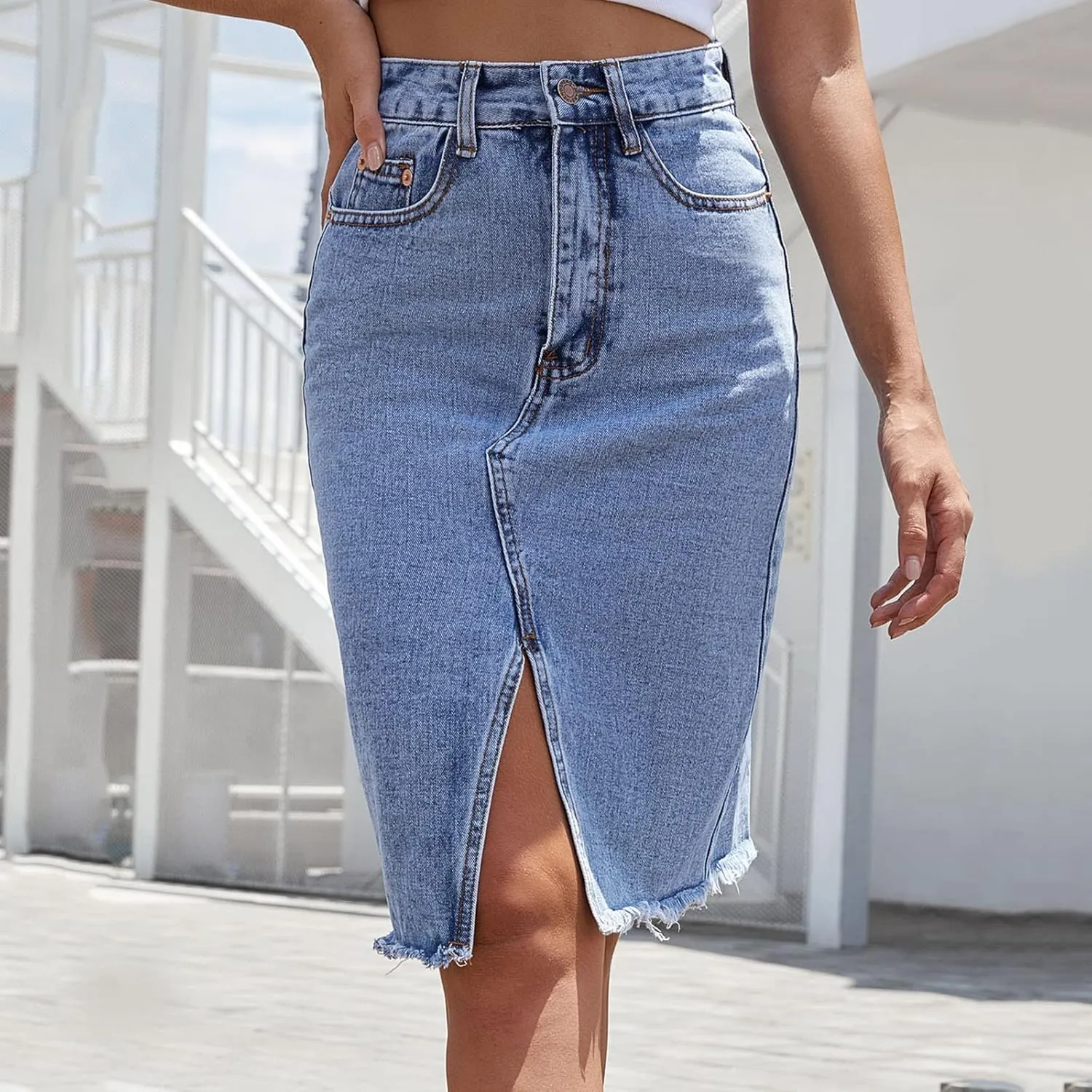 High Waisted Skirt Womens Denim Mini Skirt Casual Wrap Button Asymmetrical Hem Summer Jean Skirts Floral Maxi Skirt