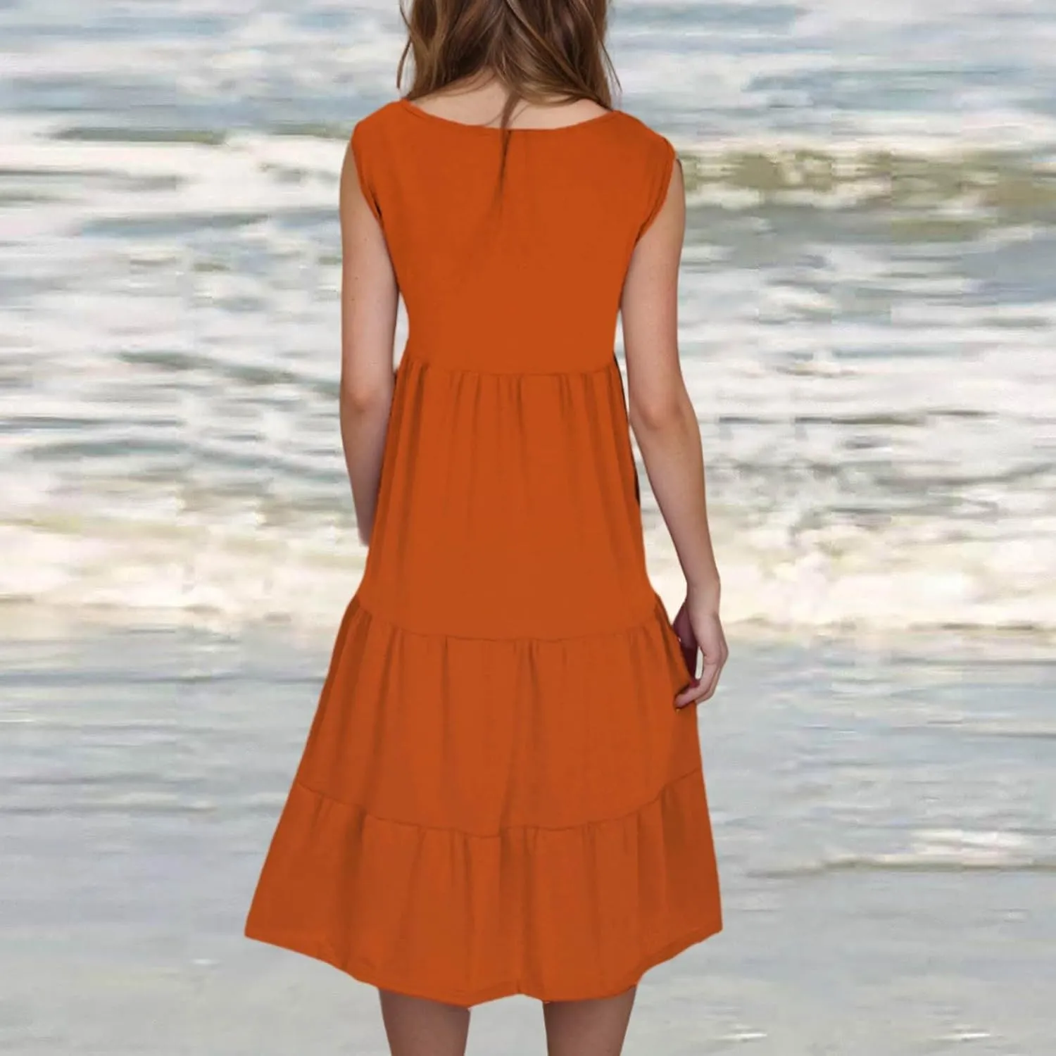 hlysgo Plus Size Summer Dresses for Women 2025 Casual Sleeveless Mini Beach Sundresses Flowy Tiered Tank Dress with Pockets