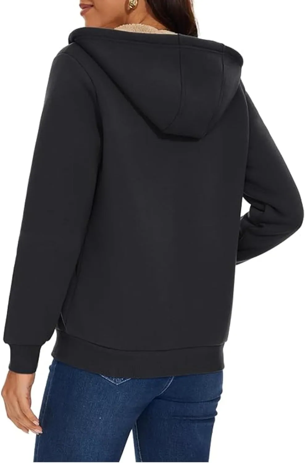 Hoodies for Women Winter Fleece Sweatshirts Full Zip Up Thick Sherpa Lined Hooded Jacket Daily Casual Fashion Coats