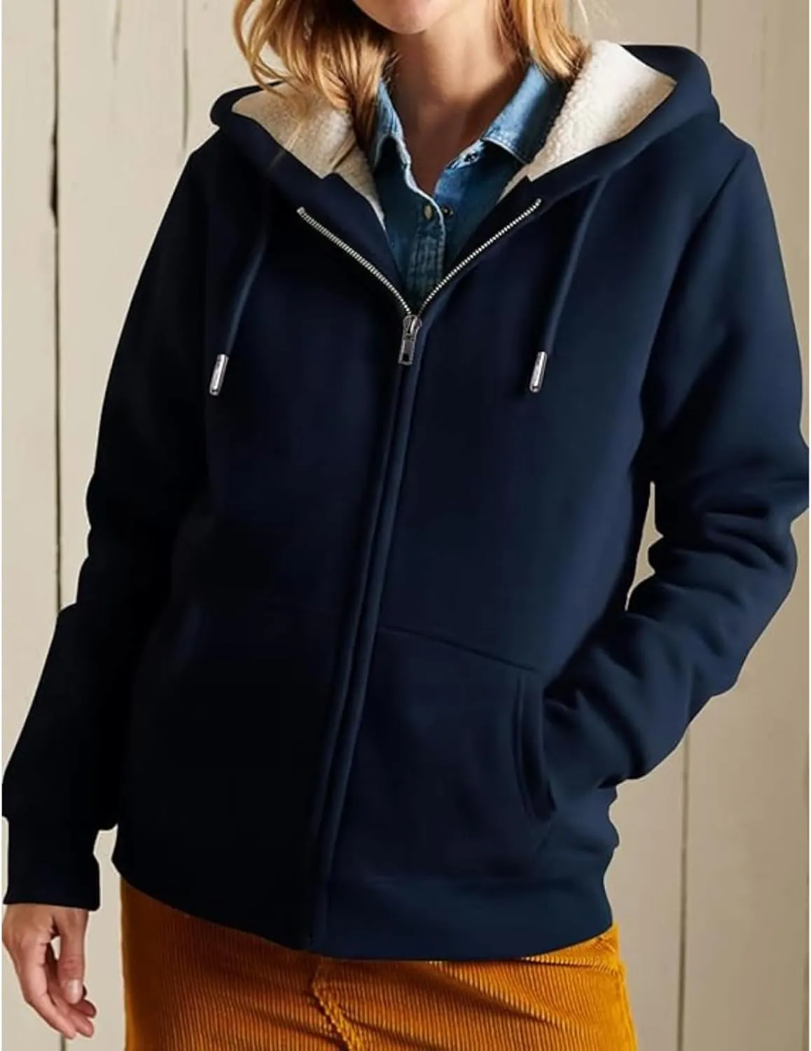Hoodies for Women Winter Fleece Sweatshirts Full Zip Up Thick Sherpa Lined Hooded Jacket Daily Casual Fashion Coats