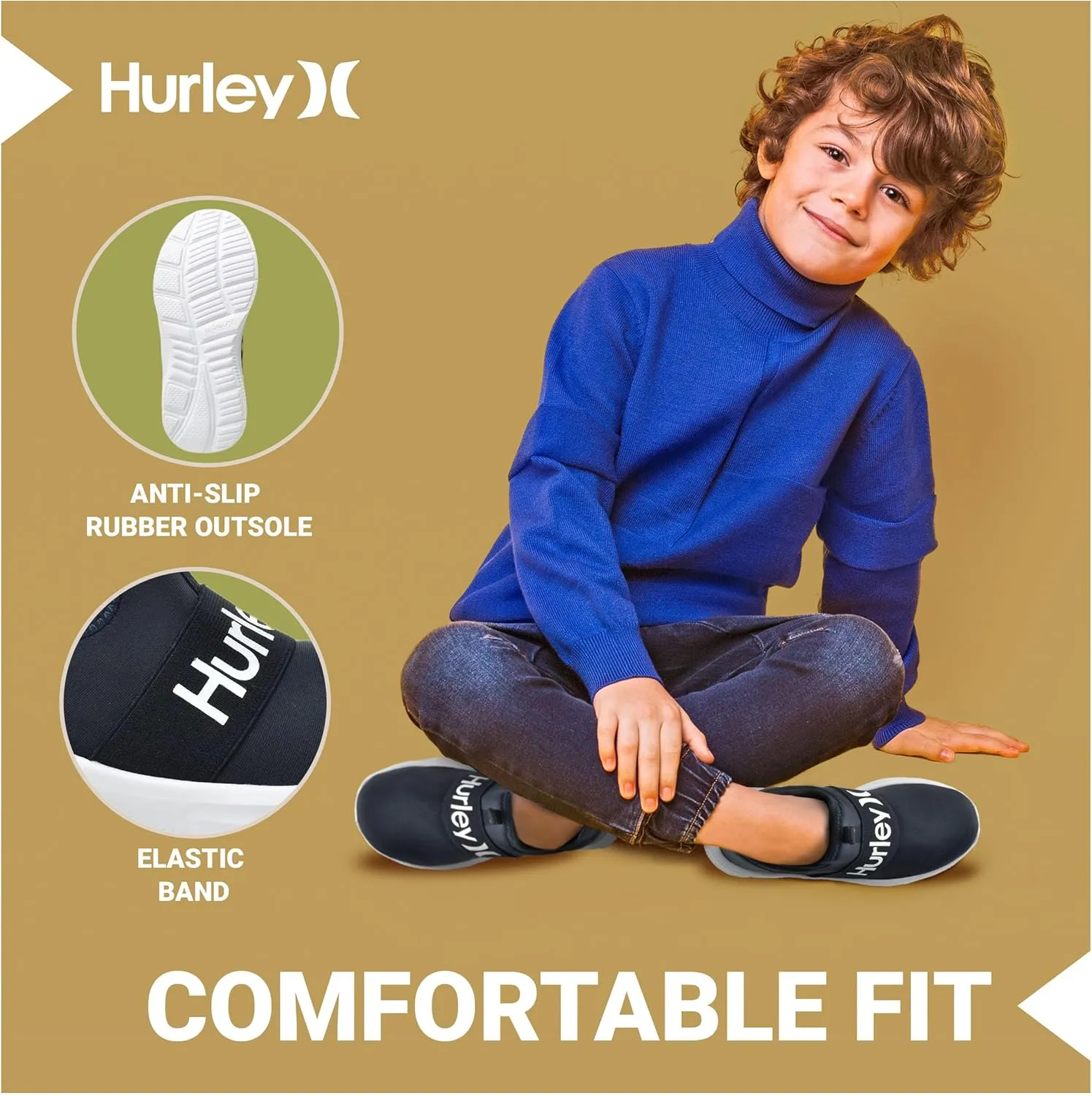 Hurley Camby Kids Slip On Canvas Sneakers ??Low Cut Skateboarding Shoes for Kids, Running, Walking, Breathable Sports Shoes for Boys and Girls