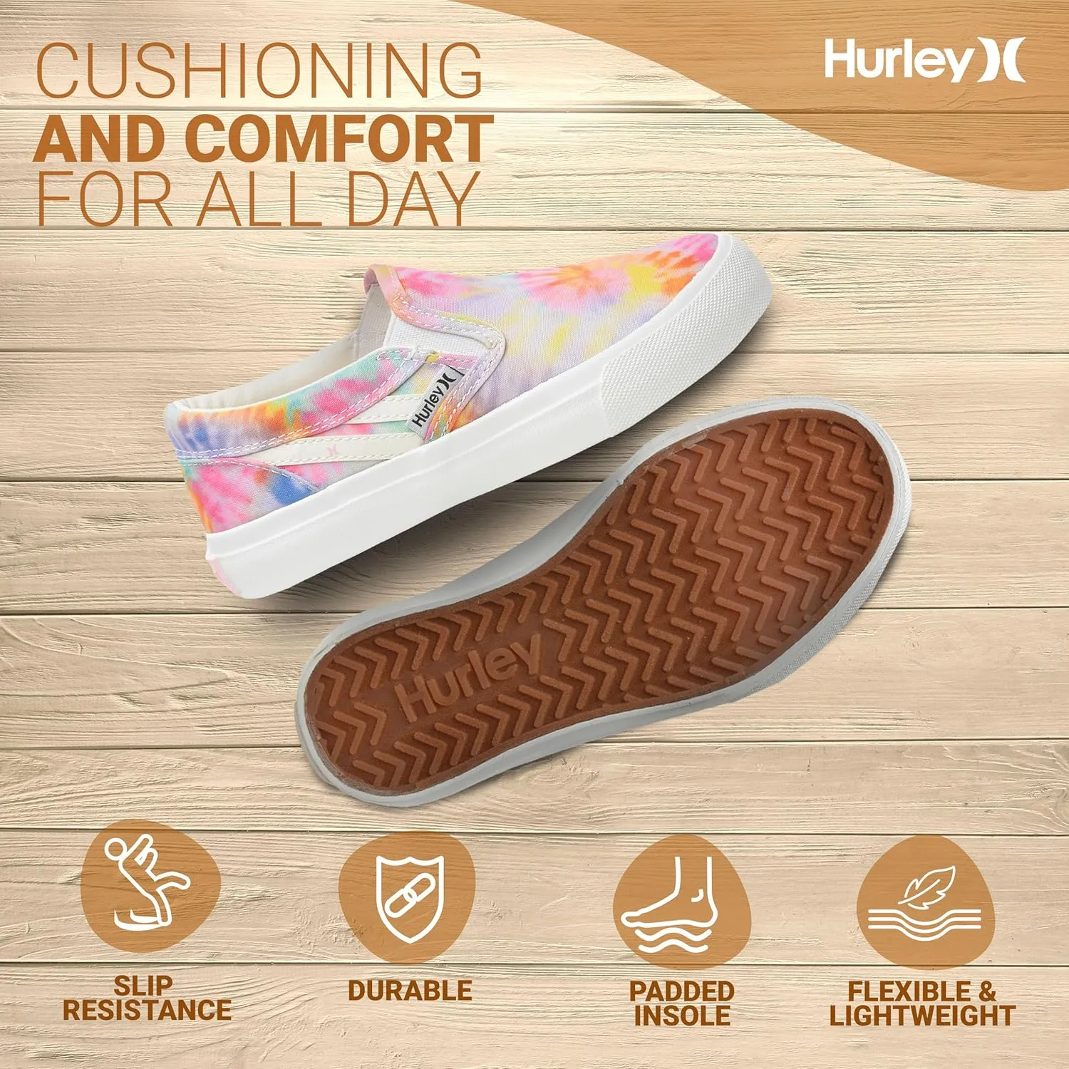 Hurley Kids Canvas Slip On Sneakers ??Low Cut Skateboarding Shoes for Kids, Sports Shoes for Boys and Girls, Casual Sneakers