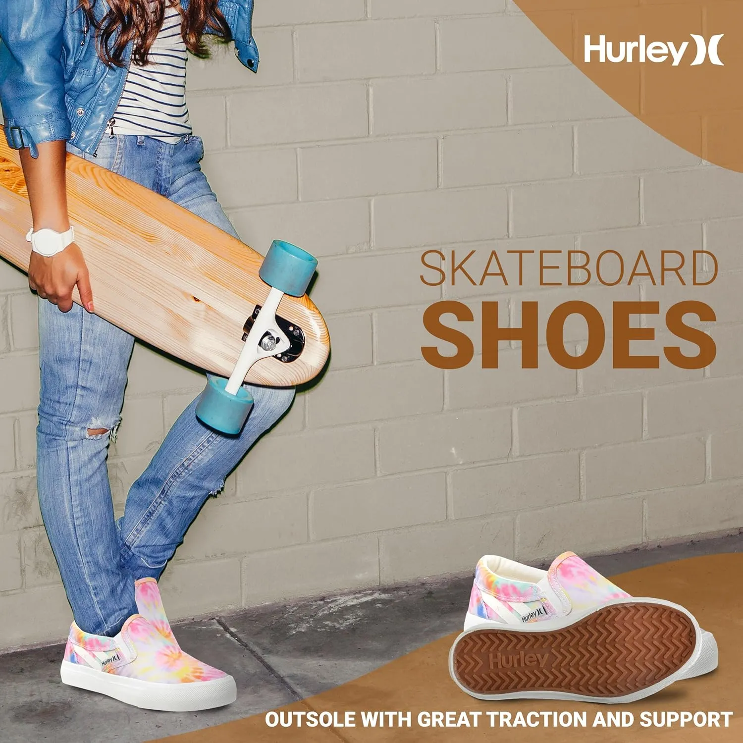 Hurley Kids Canvas Slip On Sneakers ??Low Cut Skateboarding Shoes for Kids, Sports Shoes for Boys and Girls, Casual Sneakers