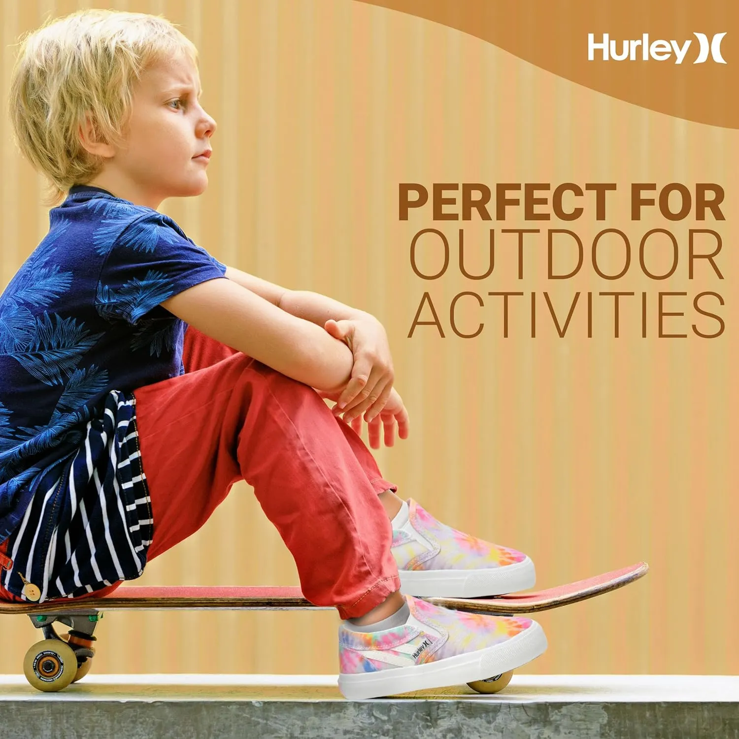 Hurley Kids Canvas Slip On Sneakers ??Low Cut Skateboarding Shoes for Kids, Sports Shoes for Boys and Girls, Casual Sneakers